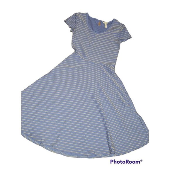 Women's MATILDA JANE Dress Exploration Blue Tan Stripes Small Knit - Picture 9 of 9